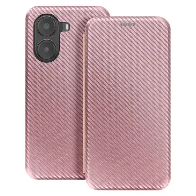 Karbonsko ohišje za Xiaomi Poco X7 Pro Card Holder Video podpora, Šampanjec roza