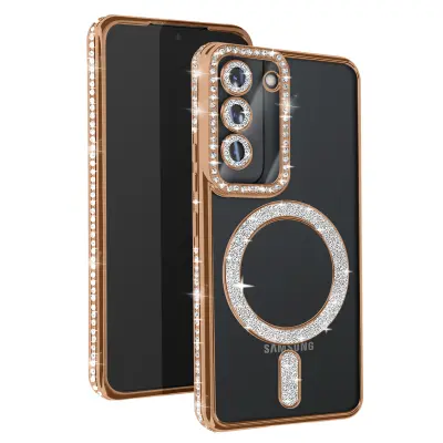 Diamantno ohišje za Samsung Galaxy S22 MagSafe Contour Strass, Zlata