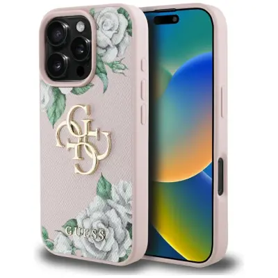 OVITEK GUESS CASE GRANED ROSE BIG 4G ZA IPHONE 16 PRO MAGNETNI