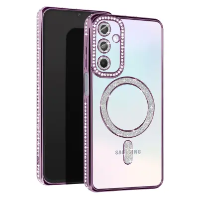 Diamantno ohišje za Samsung Galaxy A15 MagSafe Contour Strass, Vijolična