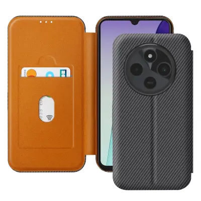 Karbonsko ohišje za Xiaomi Redmi 14C Card Case Anti-RFID Support, Temno siva