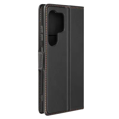 Torbica s preklopom za Samsung Galaxy S24 Ultra Denarnica z magnetno zaponko - Umetno usnje, Črna