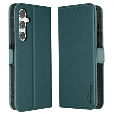 Ohišje za Samsung S24 FE Clamshell Wallet Double Magnetic Clasp, Temno zelena