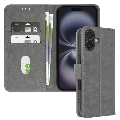 Ohišje za iPhone 16 Plus Clamshell denarnica in držalo za videoposnetek, Siva