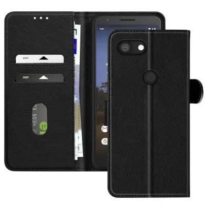 Ohišje za telefon Google Pixel 3a v ohišju z denarnico in videodrževalnikom, Črna