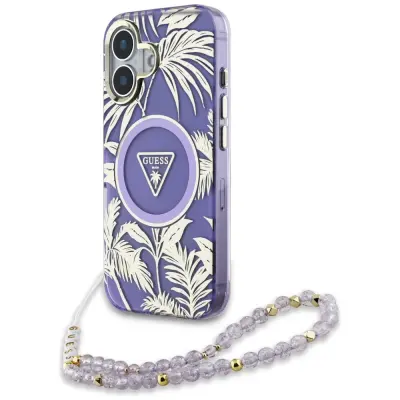 GUESS OVITEK TPU ZA IPHONE 16 Z MAGNETNIM PAŠKOM PALME