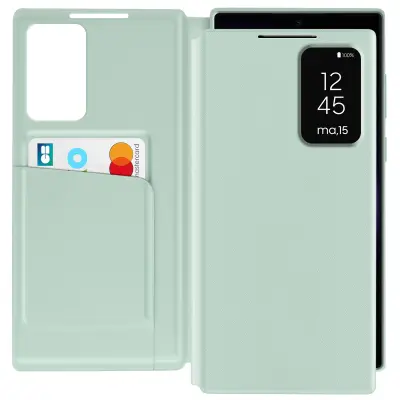 Usnjeno ohišje za Galaxy S23 Ultra Display Window Card Holder, Svetlo zelena