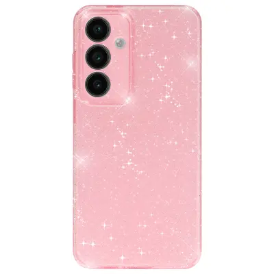 Ovitek za Samsung S24 FE Silikonski dizajn Glitter Camera Protected, Rose clair