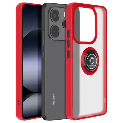 Ohišje za Xiaomi Note 14 4G s kovinskim obročem za video podporo, Rdeča