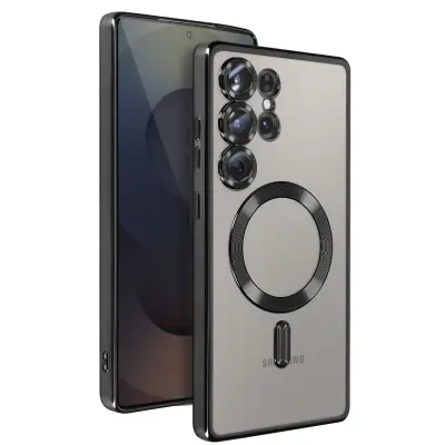 MagSafe ohišje za Samsung Galaxy S25 Ultra Silikon Obris Chrome, Črna