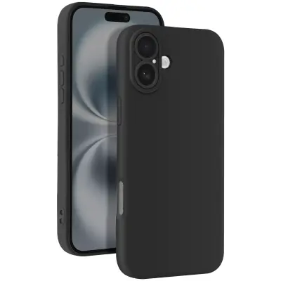 Ohišje za iPhone 16 Plus Silikonsko gladko zaščiteno ohišje za fotoaparat, Črna