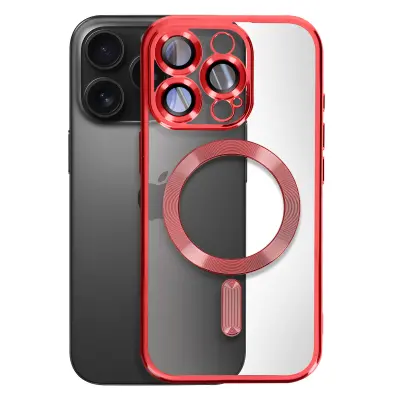 MagSafe ohišje za iPhone 16 Pro Silikonski kromirani okvir, Rdeča