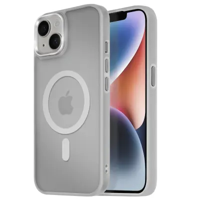 Ohišje MagSafe za iPhone 14 Hrbtna podloga Frosted Obris, Siva