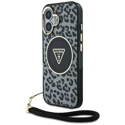 OVITEK GUESS ZA IPHONE 16 ZA MAGSAFE LEOPARDI TRIKOTNIK S PROZORNIM PAŠKOM