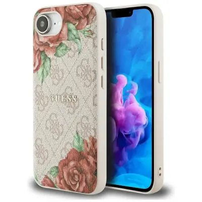 OVITEK GUESS MAGNETNI ZA IPHONE 16E ZA MAGSAFE 4G S CVETLIČNIM POTISKOM