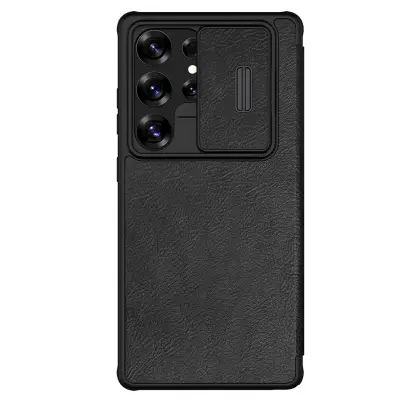 ETUI NILLKIN QIN PRO NA SAMSUNG GALAXY S25 ULTRA Z KLAPKĄ I OSŁONĄ APARATU - CZARNE