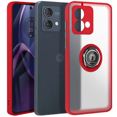 Pokrov za Motorola Moto G84 Kovinski obročni video nosilec, Rdeča
