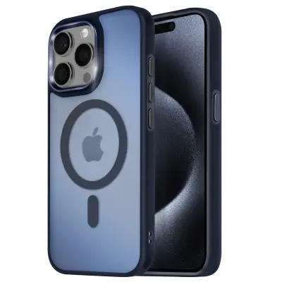 Ohišje MagSafe za iPhone 15 Pro Hrbtna podloga Frosted Obris, Modra noč