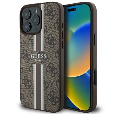 OVITEK GUESS ZA IPHONE 16 PRO MAX TRDA Z MAGSAFE POTISKANIMI ČRTAMI