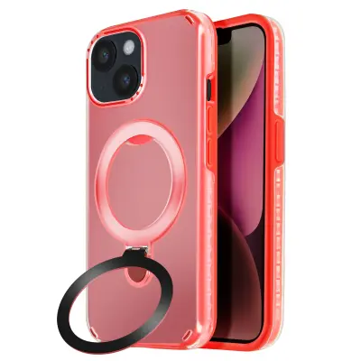 MagSafe ohišje za iPhone 14 in 13 Odporno na udarce s stojalom, Rdeča