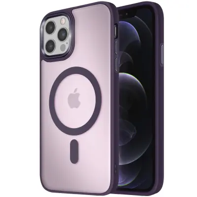 Ohišje MagSafe za iPhone 12 Pro Max Back Mat Frosted Obris, Vijolična