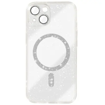 Ohišje za iPhone 14 MagSafe Glitter, Prozorno