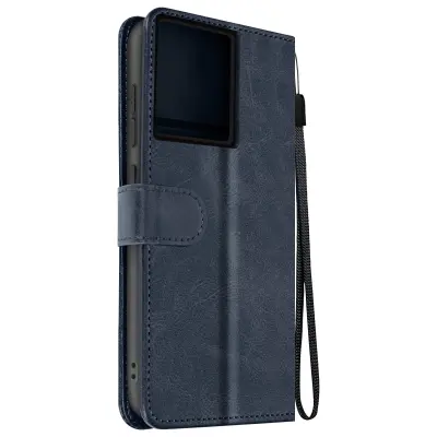 Torbica s preklopom za Motorola Edge 50 Pro Denarnica s trakom za roko, Modra noč