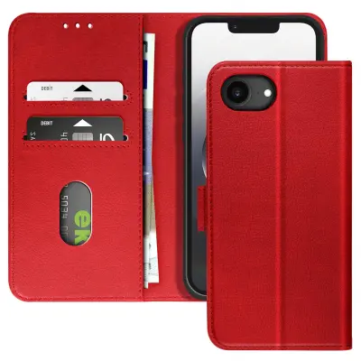 Ohišje za iPhone 16e Clapet Wallet and Video Holder, Rdeča