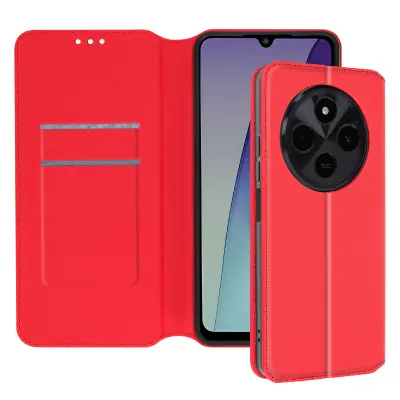 Ohišje za Xiaomi Redmi 14C Clapet Card and Video Holder, Rdeča