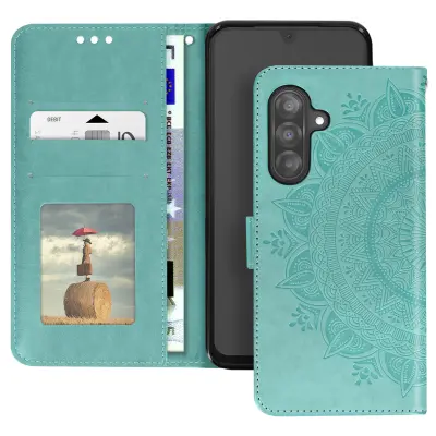 Mandala Flower Case za Samsung Galaxy A26 Wallet with Tassel, Zelena