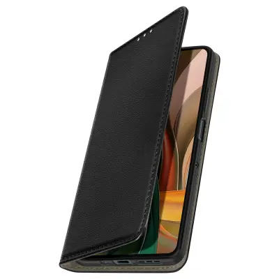 Ohišje za Motorola Moto G75 Flap Magnetno držalo za denarnico, Črna