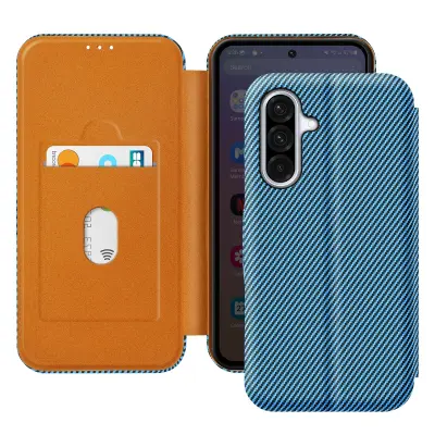 Karbonsko ohišje za držalo kartice Samsung Galaxy A36 s podporo proti RFID, Modra