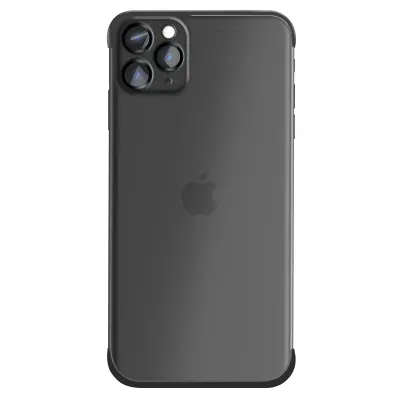 Silikonski ovitek za iPhone 11 Pro Max z ojačanimi vogali in blokom kamere, Črna