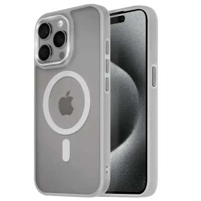 Ohišje MagSafe za iPhone 15 Pro Hrbtna podloga Frosted Obris, Siva