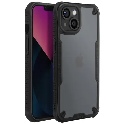 Ovitek za iPhone 13 Odporen na udarce z ojačanimi vogali proti sledenju mat hrbet, Črna