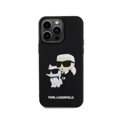 Karl Lagerfeld, Ohišje za iPhone 14 Pro Max 3D Karl in Choupette Reinforced, Črna