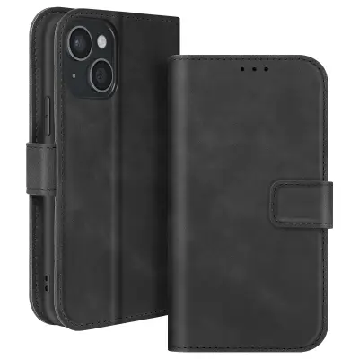 Ohišje za iPhone 15 Wallet Flap Video podpora, Črna