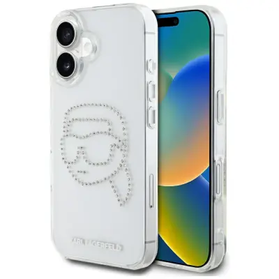 KARL LAGERFELD OVITEK IML RHINESTONES KARL HEAD ZA IPHONE 16 ZAŠČITA