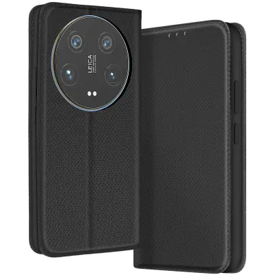 Ohišje za Xiaomi 14 Ultra Clapet Nosilec kartice in stojalo, Črna