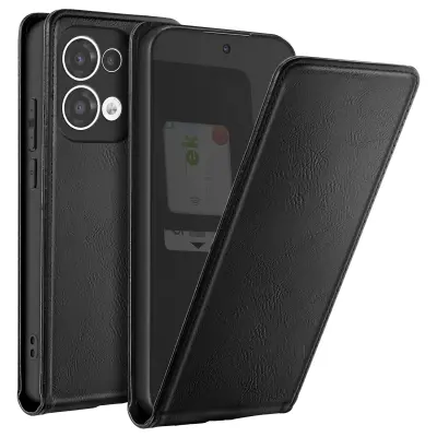 Pokrov z navpičnim zaklopom za Oppo Reno 13 5G, Črna
