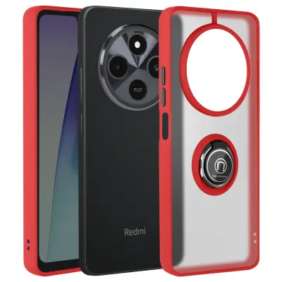 Ohišje za Xiaomi Redmi 14C Kovinsko obročno video držalo, Rdeča
