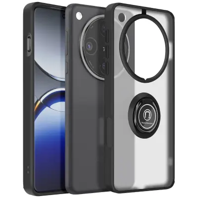 Ohišje za Oppo Find X8 Pro Magnetni obroč prozoren hrbet, Črna