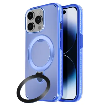 Ohišje MagSafe, odporno na udarce, za iPhone 14 Pro s stojalom, Modra