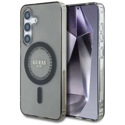 GUESS CASE RHINESTONES PRINT LOGO ZA SAMSUNG GALAXY S25 ZA MAGSAFE