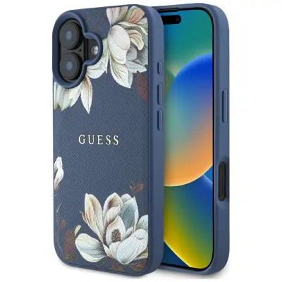 OVITEK GUESS TPU ZA IPHONE 16 ZA MAGSAFE GRANULIRANI CVETLIČNI VZOREC