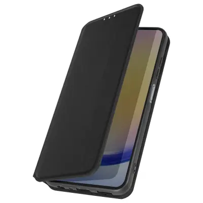 Ovitek za Galaxy A25 Držalo za kartice Video Support Magnetic Flip, Črna
