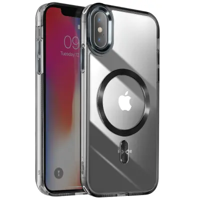 Ohišje MagSafe za iPhone XS in X Nazaj kristalna barva, Črna