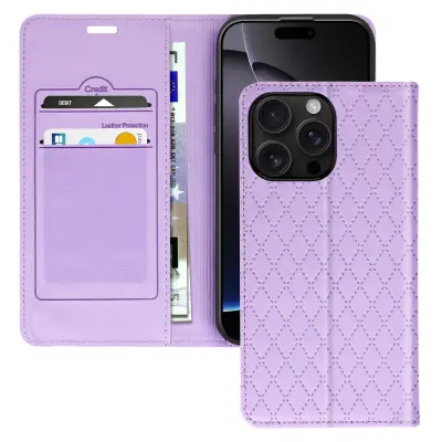 Folio etui za iPhone 16 Pro Losange Imetnik kartice Imetnik videoposnetka, Vijolična