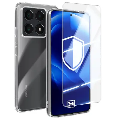 3mk, Silikonski ovitek za Xiaomi 14T s protiudarnim kaljenim steklom, Prozorno