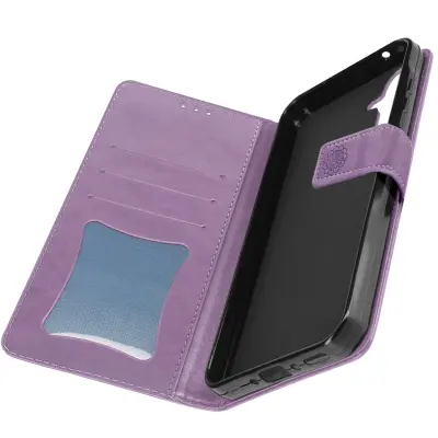 Torbica s preklopom za Samsung Galaxy A35 5G Nosilec videoposnetka Clap Wallet, Vijolična